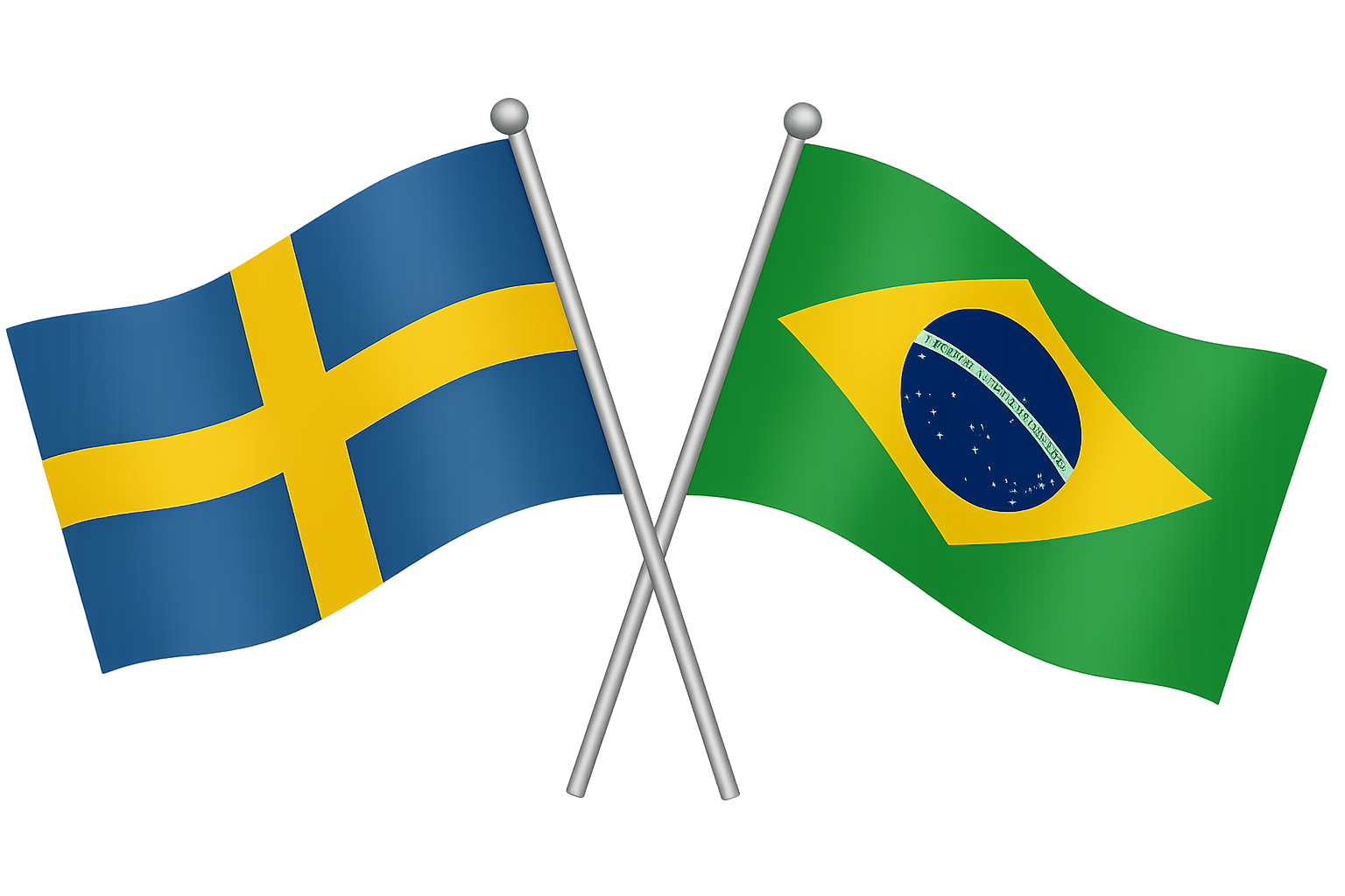Sweden and Brazil flags