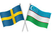 Sweden and Uzbekistan flags